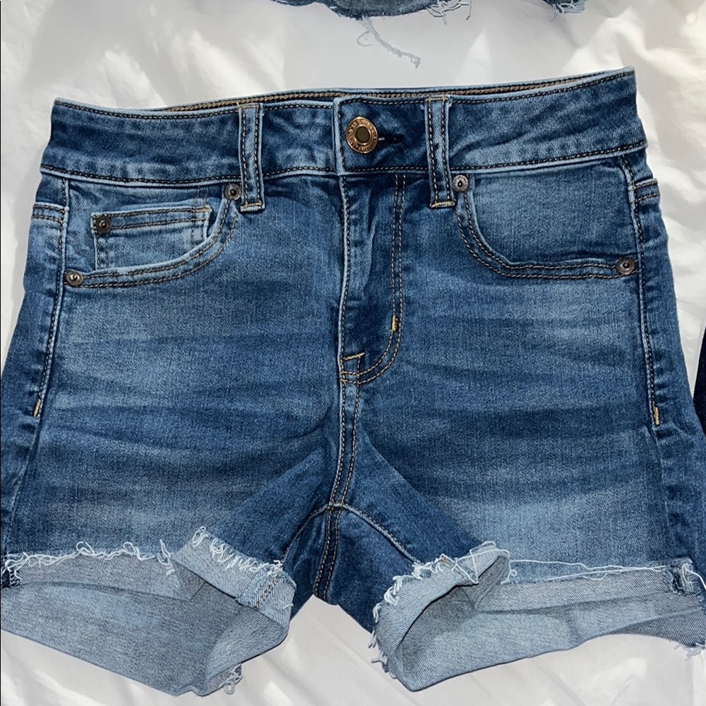 American Eagle Outfitters Blue Jean Shorts Distressed Hem